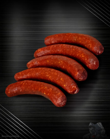 Merguez aus eigener Herstellung, heiß und würzig gegrillt über offener Glut