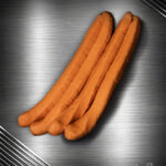 XXL Bockwurst vom Duroc aus der traditionellen Berliner Dampfriemen Herstellung aus 180g regionalem Duroc Schwein aus Berlin Brandenburg saftig aromatisch und handwerklich gefertigt