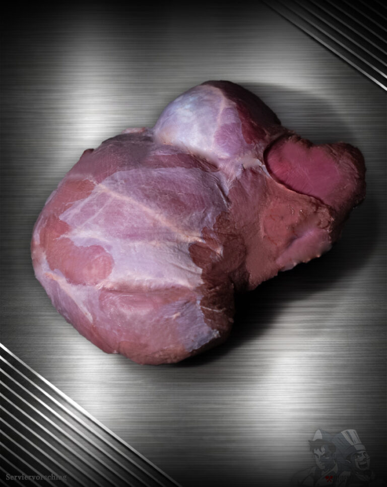 Hirschkeule ohne Knochen aus Pommern – frisches Wildfleisch vom Rotwild roh präsentiert
