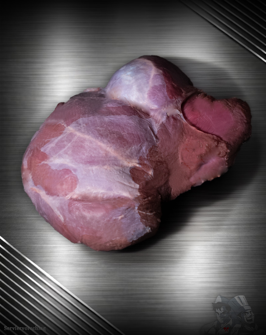 Hirschkeule ohne Knochen aus Pommern – Wildfleisch vom Rotwild Hirschkeule ohne Knochen aus Pommern – frisches Wildfleisch vom Rotwild roh präsentiert