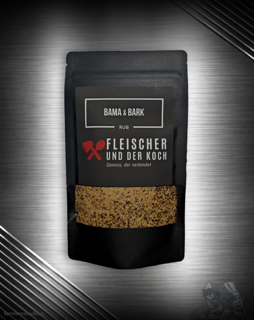 FuK Bama & Bark – Der süß-pikante Beef Rub Alabama FuK Bama & Bark – Beef Rub Alabama in einer Schale, daneben ein saftiges Steak