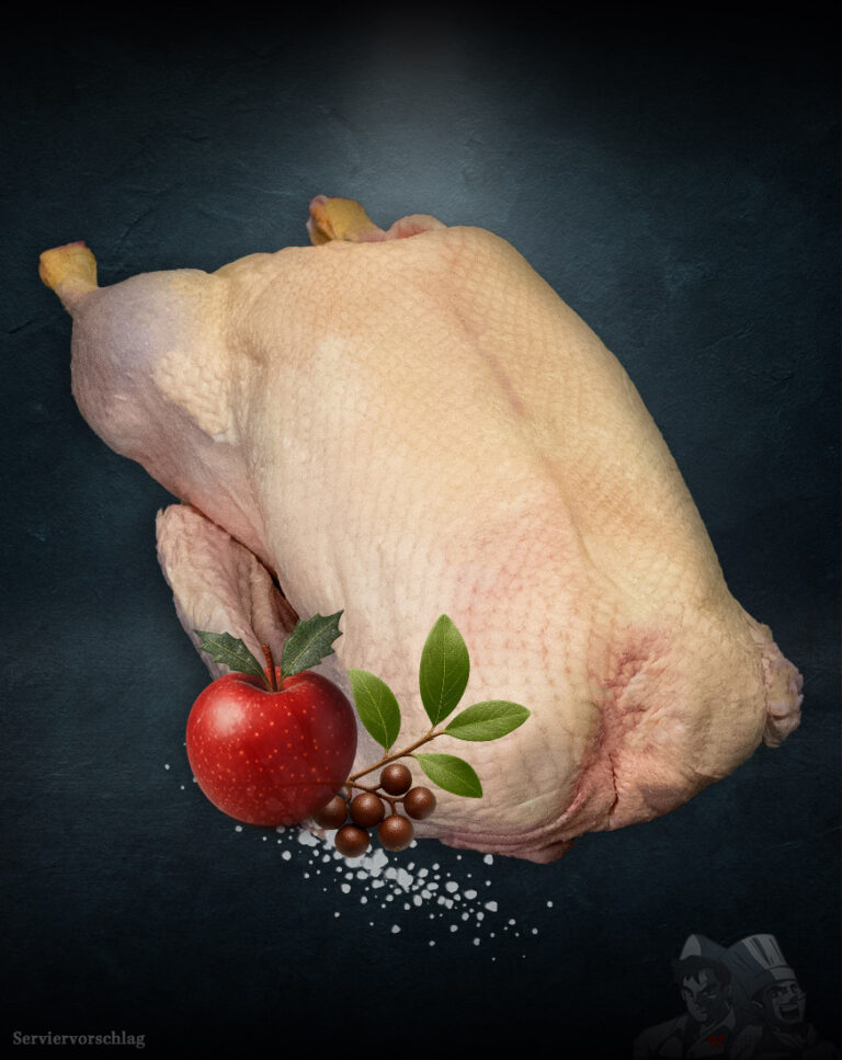 Werneuchener Freilandgans von Bauer Peters auf dunklem Hintergrund von Bauer Peters aus Werneuchen