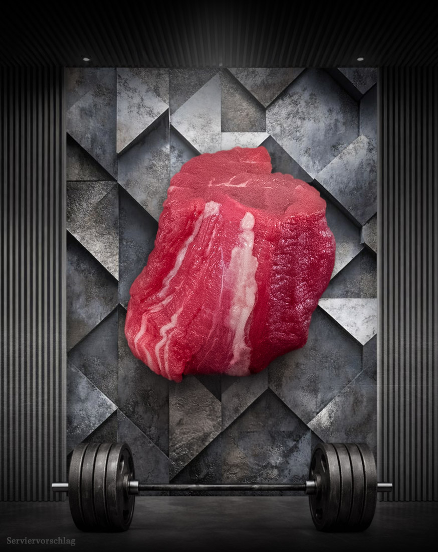 Athleten Kalbsfilet natur – fein pariertes Kalbsfilet aus dem Fläming Athleten Kalbsfilet natur aus dem Fläming, fein pariert und roh auf dunklem Untergrund