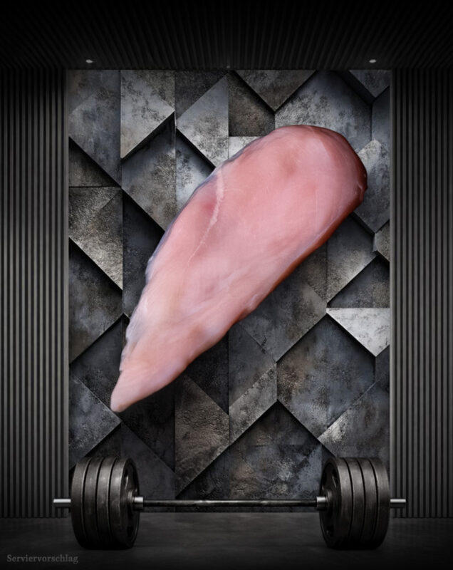 Athleten Hähnchenbrust-Schnitzel natur, roh und dünn geschnitten